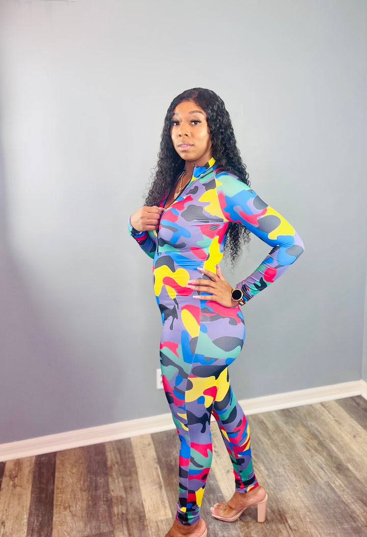 Multicolor Camo Jumpsuit